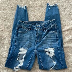 American Eagle Outfitters Ripped Blue Skinny Jeans